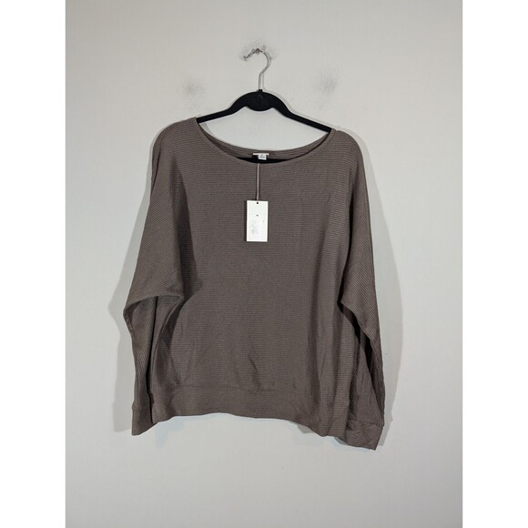 NWT A New Day Top Women M Taupe Gray Dolman Sleeve Relaxed Fit Shirt Lagenlook - Picture 1 of 7